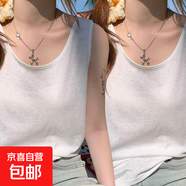 雪花棉吊帶背心女夏季外穿新款寬松遮肉打底內搭白色無(wú)袖t恤上衣 K26-白色+白色 2XL 建議130-140斤