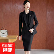 酒紅色西裝外套女春秋2025新款時(shí)尚氣質(zhì)高端西服連衣裙套裝兩件套 黑色外套+901#連衣裙 5XL