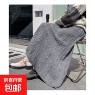 2026秋冬新款復古中長(cháng)款白色針織裙子a字半身裙女高腰顯瘦毛線(xiàn)裙 灰色 均碼