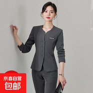 職業(yè)西裝套裝女2025新款秋冬季氣質(zhì)酒店經(jīng)理前臺接待美容院工作服 深灰色（單件外套） M (建議88-98斤左右)