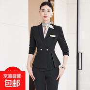 西裝套裝女時(shí)尚氣質(zhì)職業(yè)裝正裝美容師金店酒店經(jīng)理前臺案場(chǎng)工作服 黑色（單件外套） M
