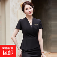 售樓部高端職業(yè)西裝套裝女2025新款前臺工裝珠寶店氣質(zhì)工作服夏季 黑色外套+西褲 3XL