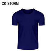 CK STORM男士T恤男汗衫商務(wù)休閑速干無痕一片式打底內(nèi)衣運動男士打底衫短袖 藍色 L(170/95)
