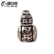 福安閣 DIY藏銀/黃銅六字真言三通佛頭佛塔搭配手串手鏈佛珠配件配飾/套 老銀三通直徑約12mm左右