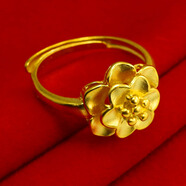 千影珠寶黃色金戒指女款開(kāi)口戒子雙層玫瑰花形新娘結婚首飾送情人朋友禮物秀氣花開(kāi)富貴結婚金飾品 0.25 品牌防偽價(jià)格標簽標價(jià)1158