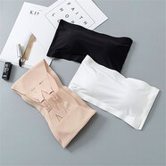 新款百搭雙背扣無(wú)肩帶文胸防走光一字抹胸裹胸帶胸墊內衣無(wú)痕一片式防滑抹胸禮服婚紗文胸打底背心 白色 單件 均碼