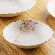 陶趣居日式盤(pán)子日本制造櫻花餐具套裝碗盤(pán)3D櫻花雨面設計陶瓷套裝間取櫻 9.4英寸橢圓深盤(pán)
