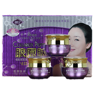 韓紀（Hankey） 靚膚寶膠原肽白里透紅潤白嫩膚面部護膚套裝化妝品系列 三件套（日霜晚霜珍珠膏）