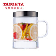 多樣屋耐熱玻璃杯茶隔茶水分離杯帶把杯辦公室家用學(xué)生玻璃水杯過濾泡茶 睿智 480ml