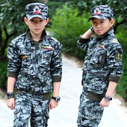 兵童勇士春秋新款女童男童迷彩服套裝兒童軍訓服休閑運動裝中大童學生外套 叢林迷彩配老鷹帽子 110碼適合115CM身高