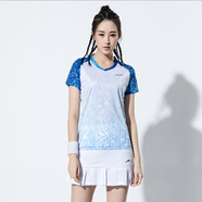 2022新款羽毛球服運動套裝上衣網(wǎng)球服裙乒乓球衣服裝情侶球服t恤團購定制排球服健身跑步運動服 女款2610白色+白裙子 XL