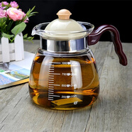 拓登峰 耐熱玻璃茶具 帶刻度燒水壺 冷水壺 可直火加熱開(kāi)水壺 直火壺 花茶壺 泡茶壺 大容量壺 900ml矮款涼壺