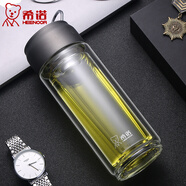 希諾（HEENOOR）雙層玻璃杯男女士大容量耐熱水晶泡茶杯高檔便攜帶提環(huán)濾網(wǎng)水杯子