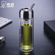 希諾（heenoor）雙層玻璃杯男女士大容量耐熱水晶泡茶杯高檔便攜帶提環(huán)濾網(wǎng)水杯子