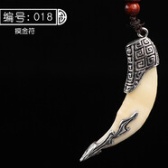 靜汝玉狼牙吊墜項(xiàng)鏈藏銀男真骨質(zhì)仿狼牙項(xiàng)墜復(fù)古霸氣牙齒個(gè)性生日禮物 018摸金符