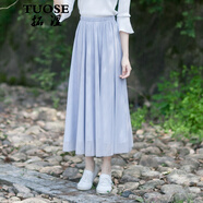 TUOSE 半身裙 夏季新款大擺網(wǎng)紗長(zhǎng)裙韓版中長(zhǎng)款高腰顯瘦a字百搭蓬蓬裙 藍(lán)灰色 S