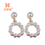 祥美瑞 無(wú)耳洞耳夾幾何正方形珍珠耳夾時(shí)尚鏤空珍珠耳環(huán)中國民族風(fēng)文藝復古范送女友送閨蜜生日禮物情人節禮 圓形耳釘