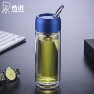 希諾（heenoor）雙層玻璃杯男女士大容量耐熱水晶泡茶杯高檔便攜帶提環(huán)濾網(wǎng)水杯子