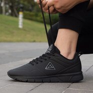 匹克跑步鞋男鞋秋季新款輕便透氣皮革防水減震休閑鞋運動(dòng)鞋 DH831111 黑色/鋼灰 38