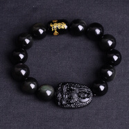 慈靈閣黑曜石手串八大守護神本命佛吉祥物護身符水晶飾品男女款 生肖屬雞 不動(dòng)尊菩薩