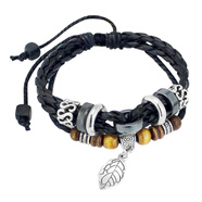 龍騎士 實(shí)心葉子男士手鏈男皮繩韓版時(shí)尚多層個(gè)性創(chuàng  )意霸氣復古潮人手鏈