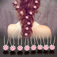 艾梵妮 韓版飾品U型夾新娘頭飾發(fā)簪插針發(fā)夾編發(fā)盤(pán)發(fā)神器水鉆珍珠發(fā)叉 U簪-粉紅色【6個(gè)裝】