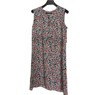 名媛坊（MIRROR FUN）M/RRORFUN 2018 無(wú)袖收腰V領(lǐng)修身碎花韓版女連衣裙 黑底白紅花 S