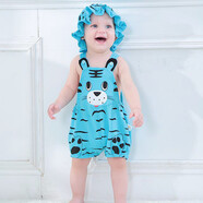 標點(diǎn)熊嬰兒連體衣寶寶哈衣新生兒童三角爬服可愛(ài)超萌造型夏季薄款包屁衣 老虎藍【帶帽】 90碼 建議身高80-90cm