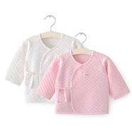 盛哲卡嬰兒衣服0-3個月新生兒上衣夾棉保暖內(nèi)衣長袖 粉色+白色（2件裝） 66碼（正常袖口）