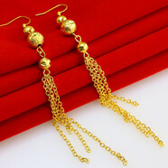 千影珠寶包金耳環(huán)女款鍍金加長(cháng)流蘇轉運珠耳鉤耳吊耳墜結婚首飾迎親拍照飾品送朋友生日禮物同學(xué) 0.15 品牌防偽標簽標價(jià)999