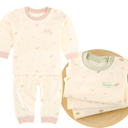 格子熊 嬰兒秋衣套四季新款無(wú)骨男女兒童純棉內衣套裝0-4歲寶寶衣服秋褲 棕色套裝（肩扣款） 90 cm