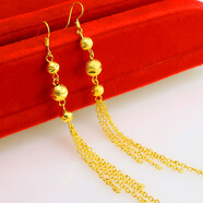 千影珠寶包金耳環(huán)女款鍍金加長(cháng)流蘇轉運珠耳鉤耳吊耳墜結婚首飾迎親拍照飾品送朋友生日禮物同學(xué) 0.1 品牌防偽標簽標價(jià)480