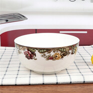 雅漫林民生瓷業(yè)英倫玫瑰碗盤(pán)家用飯碗湯碗湯盤(pán)湯勺金邊餐具湯碗飯盤(pán)面碗 英倫玫瑰 5吋面碗