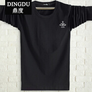 春秋裝薄款長袖t恤 男中老年30-40-50歲上衣服男士衛(wèi)衣潮秋衣外穿 黑色長袖船錨 XL