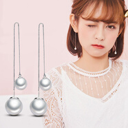 卓麥 S925銀珍珠扇形耳線韓版氣質(zhì)長款流蘇耳環(huán)女耳墜耳飾品節(jié)日禮物送閨蜜女友禮物 大小珍珠耳線 E050