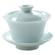 左茗右器 青瓷蓋碗茶杯 景德鎮(zhèn)陶瓷三才杯 泡茶碗 功夫茶具家用泡茶器 富貴粉青蓋碗-150ml
