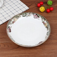 雅漫林民生瓷業(yè)英倫玫瑰碗盤(pán)家用飯碗湯碗湯盤(pán)湯勺金邊餐具湯碗飯盤(pán)面碗 英倫玫瑰 8吋深盤(pán)