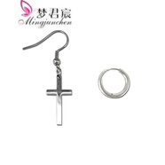 夢(mèng)君宸beyond樂(lè )隊黃家駒明星同款十字形耳環(huán)耳墜耳圈環(huán)男女耳飾紀念品 十字+圓圈2只1對--銀色