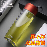 希諾（heenoor）雙層PC塑料杯帶蓋便攜杯子雙層隔熱大容量泡茶杯防摔戶(hù)外旅行水杯 紅色 XN-8106 300ML