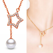 依特925銀項鏈女五角星星銀吊墜鎖骨鏈頸鏈飾品情人節禮物送女友老婆 玫瑰金項鏈