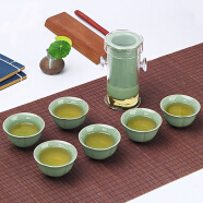 豹霖 茶具套装陶瓷玻璃耐热红茶茶具茶杯套装 整套功夫茶具花茶壶冲茶泡茶器青花瓷 哥窑哥绿（7件套）  自用安全包装