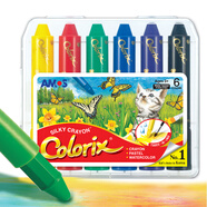 AMOS韓國進(jìn)口旋轉可水洗粗桿蠟筆/油畫(huà)棒兒童畫(huà)筆繪畫(huà)工具 6色粗桿蠟筆(CRX5PC6