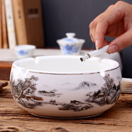 恒古（Heregur）時尚實用歐式復(fù)古創(chuàng)意個性潮流中式擺件陶瓷器煙灰缸客廳裝飾品辦公室防風(fēng)煙缸家用 雪景 大號