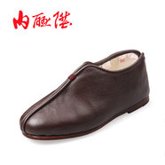 內聯(lián)升布鞋 男鞋 老字號北京布鞋傳統(tǒng)男皮便鑲芯荔枝紋安棉鞋7124A 咖色 45