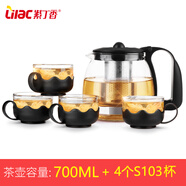 紫丁香耐熱玻璃茶壺不銹鋼過濾泡茶器花茶壺玻璃茶具套裝泡茶壺 S95-1茶壺+4個S103