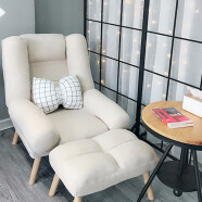 阿拉蕾 懒人沙发单人 可折叠 现代简约阳台卧室客厅 小沙发小户型喂奶休闲简易可拆洗 卡其色沙发+脚凳