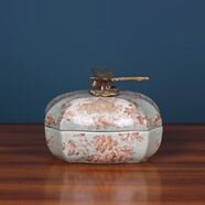 鴻禧美飾 歐式復古儲物盒客廳電視柜擺件陶瓷首飾盒家居飾品擺設 煙波青