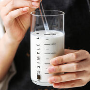 哲韻帶刻度牛奶杯兒童早餐杯喝奶吸管杯可微波爐耐熱玻璃量杯果汁水杯 300ml刻度杯【單杯】