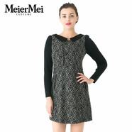 MeierMei玫而美女裝時(shí)尚蕾絲拼接修身冬季長(cháng)袖連衣裙中長(cháng)款品牌專(zhuān)柜連身裙 H17 36