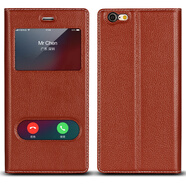 iCoverCase蘋果6s手機(jī)殼手機(jī)套 適用于iphone6s/plus 【6/6splus視窗】荔枝紋棕+送膜+透明殼